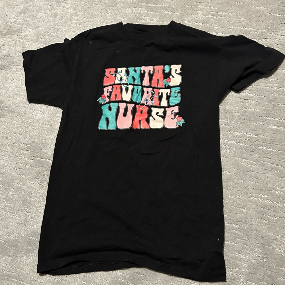 ‼️‘Santa’s Favorite Nurse’ Black Christmas Holiday Tee Shirt // LAST CHANCE ‼️